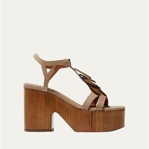 Robert Clergie Paris Celenie Leather Bead Ankle Strap Block Sandals